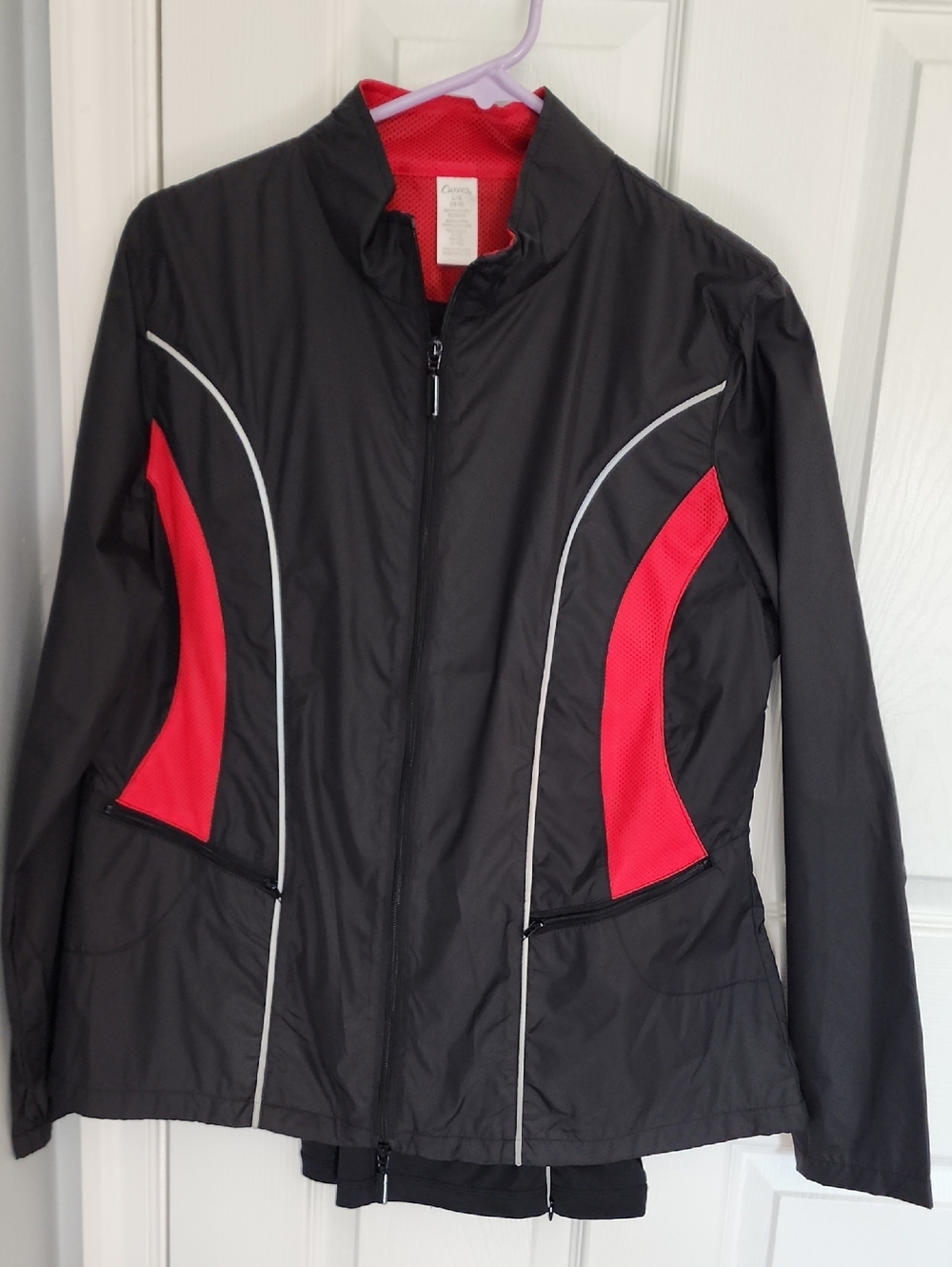 CURVES Ladies Black and Red Lightweight Active Jacket and Pants SET
